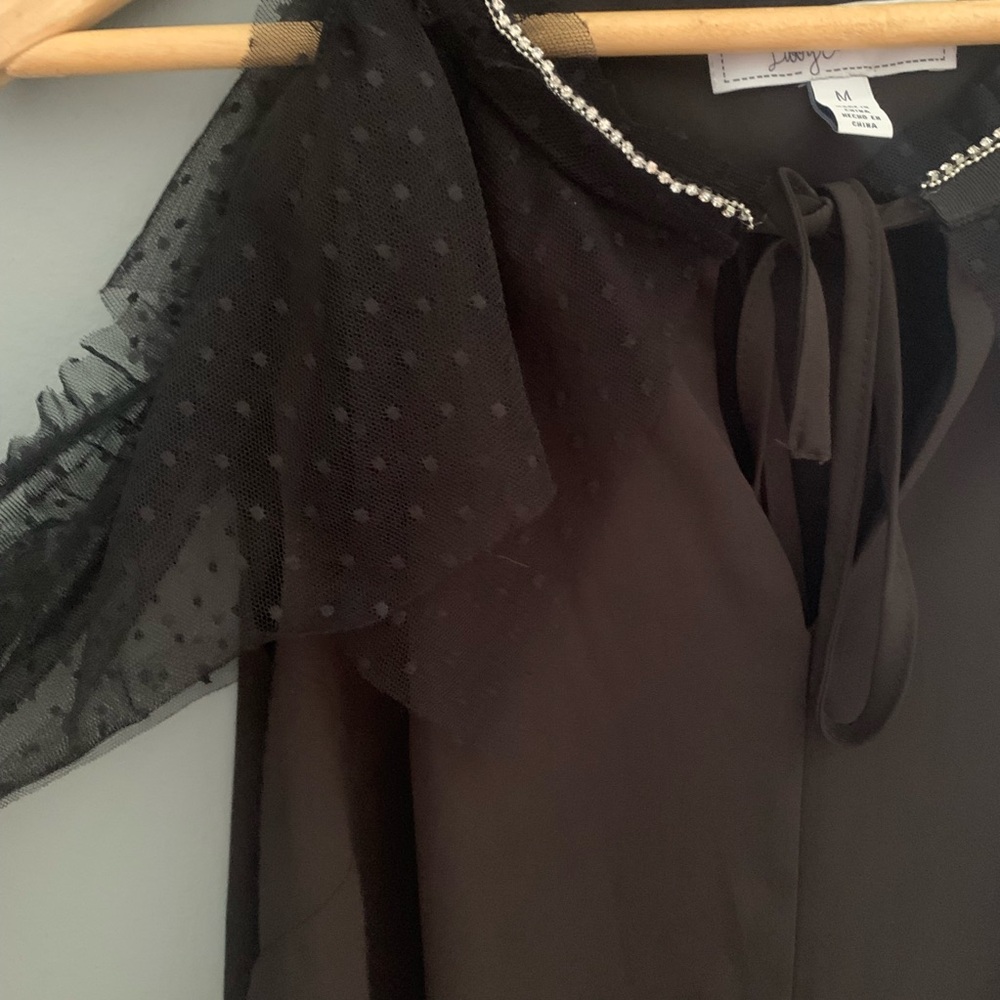 Libby Edelman Black Cold Shoulder Rhinestone Dress - image 6